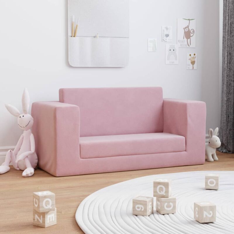 Vidaxl - Canapé-lit pour enfants 2 places rose peluche douce