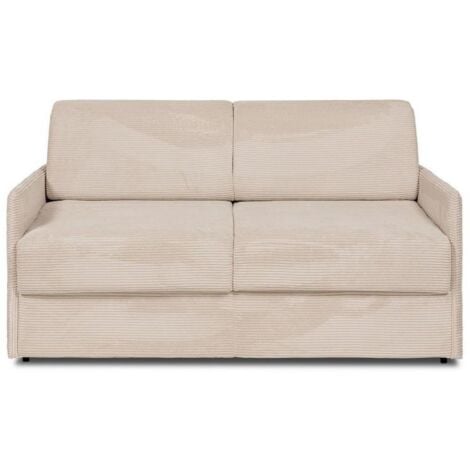 INSIDE75 Canapé lit express COLOSSE 140 cm matelas 22 cm à mémoire de forme velours Côtelé beige