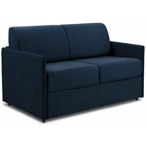 Canapé lit express COLOSSE couchage 120 cm matelas épaisseur 22 cm à mémoire de forme velours bleu marine