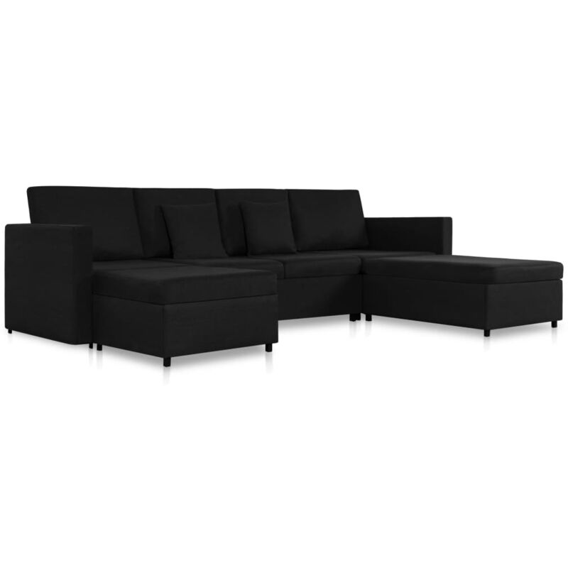 Canapé-lit Extensible à 4 Places Tissu Noir