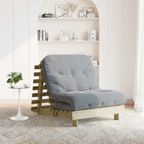 Canapé-lit futon avec matelas,Lit de jour,Lit de repos 90x206x11 cm bois de pin imprégné