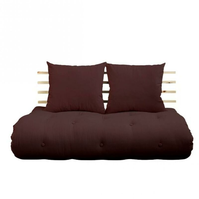 Canapé lit futon SHIN SANO brown et pin massif couchage 140*200 cm. - marron