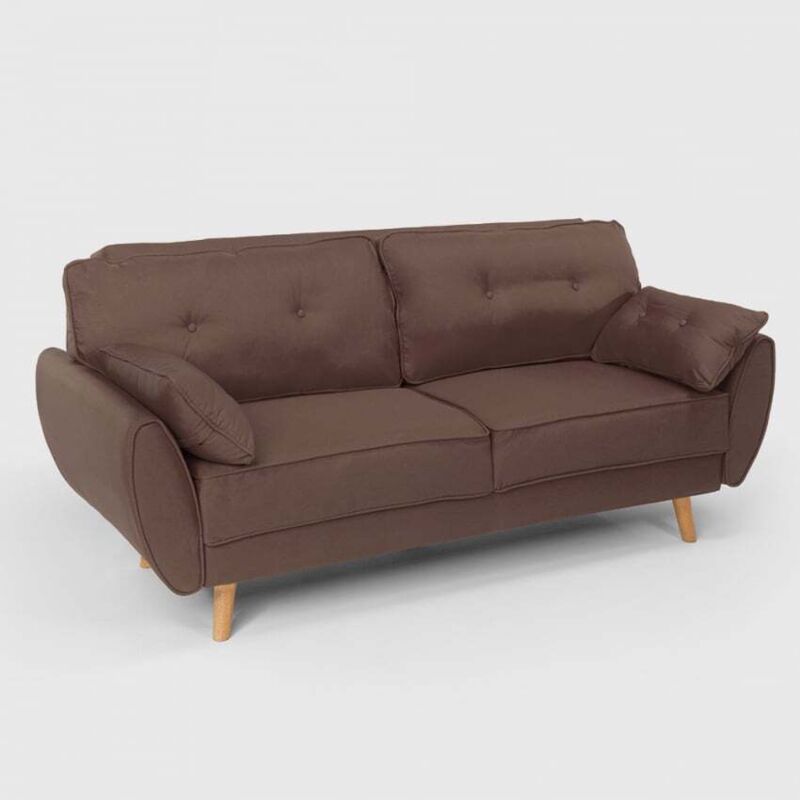 Canapé convertible 3 places clic clac design nordique en tissu Fortaleza - Marron