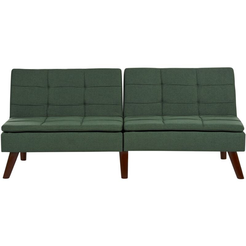 Beliani - Canapé-Lit Moderne Convertible Divisé en 2 Assise Rembourrée Tissu Vert et Cadre Pieds Bois Ronne