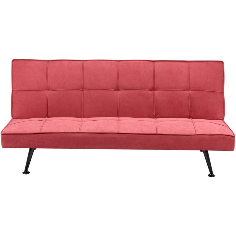 Beliani - Canapé-lit Moderne Sans Accoudoirs Inclinable Convertible Tissu Rouge Hasle
