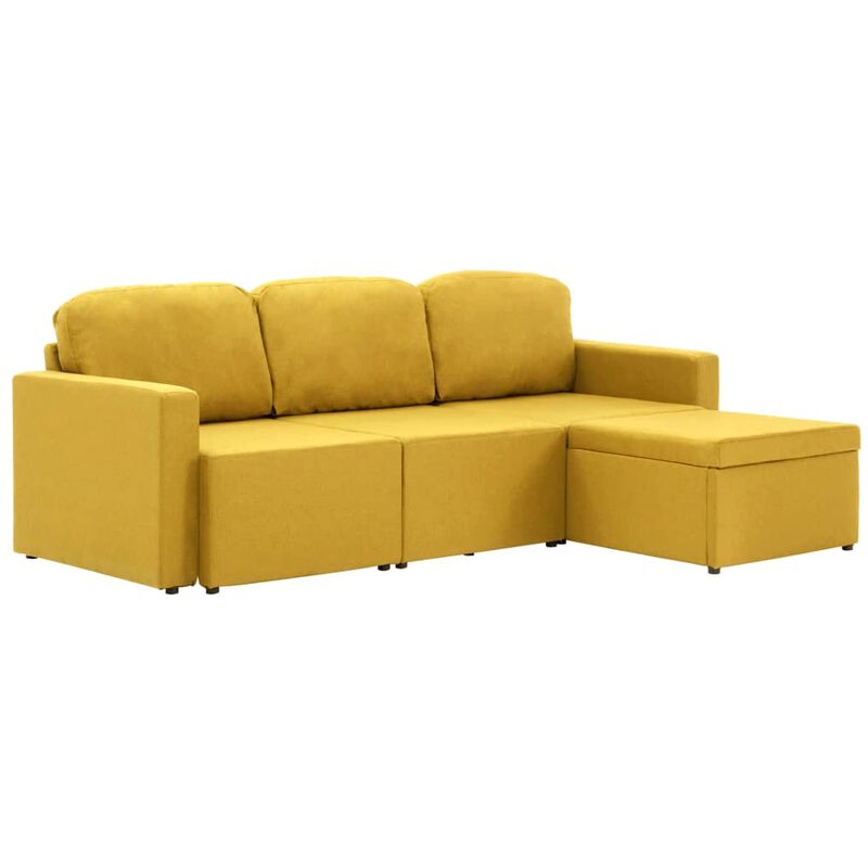 Canapé-lit Modulaire 3 Places Tissu Jaune