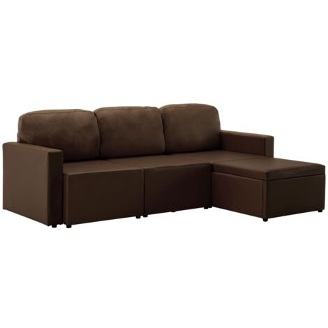 Canapé-lit Modulaire 3 Places Similicuir Sofa Convertible Multicolore