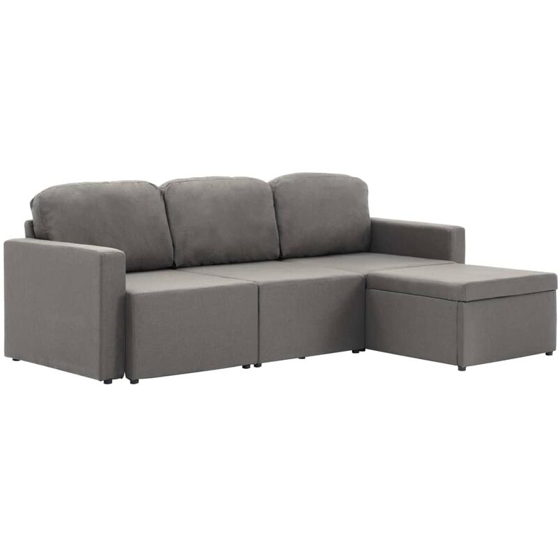Canapé-lit Modulaire 3 Places Tissu Taupe