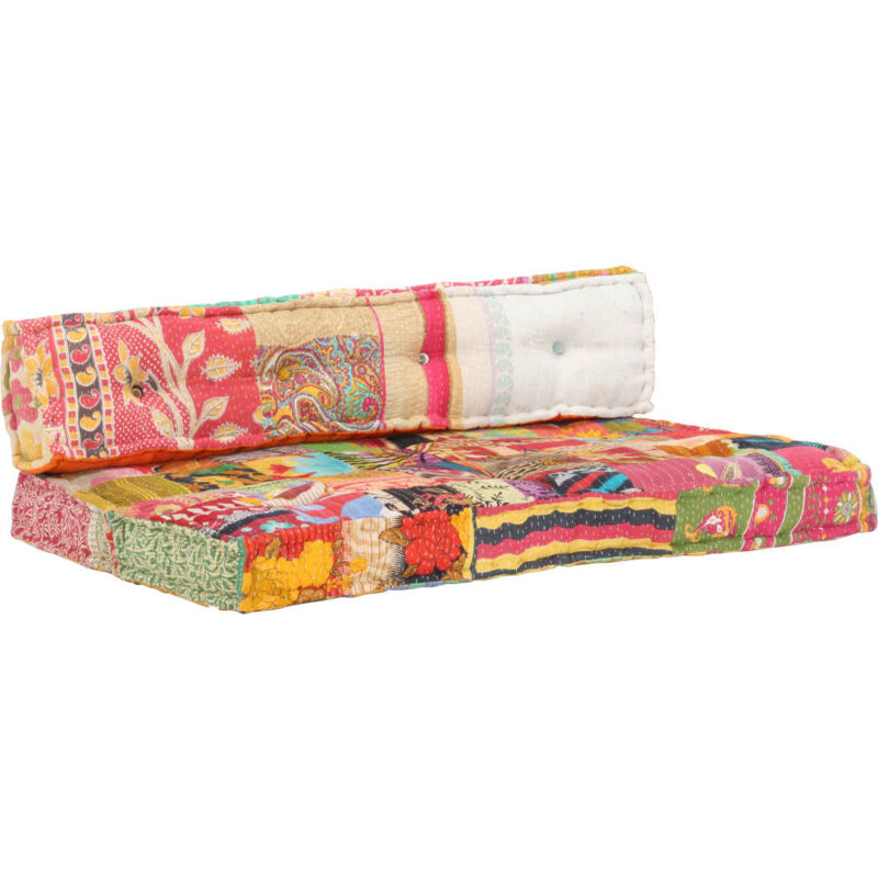 Coussin de canapé palette Multicolore Tissu Patchwork - Vidaxl