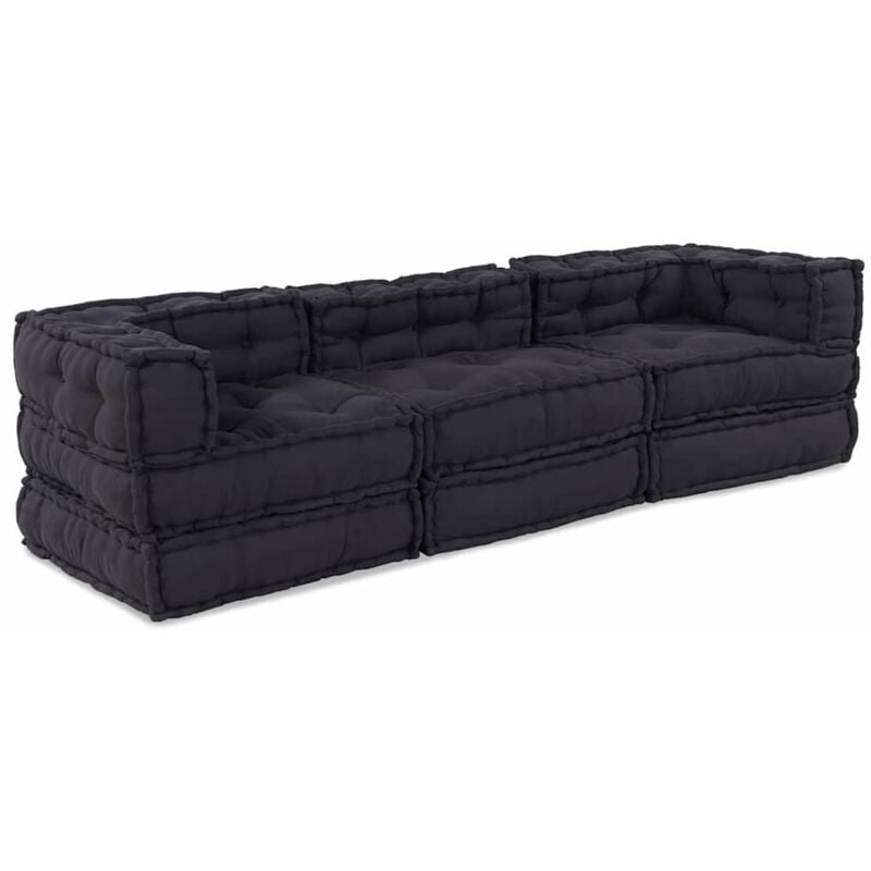 3 poufs modulaires en tissu anthracite Vidaxl