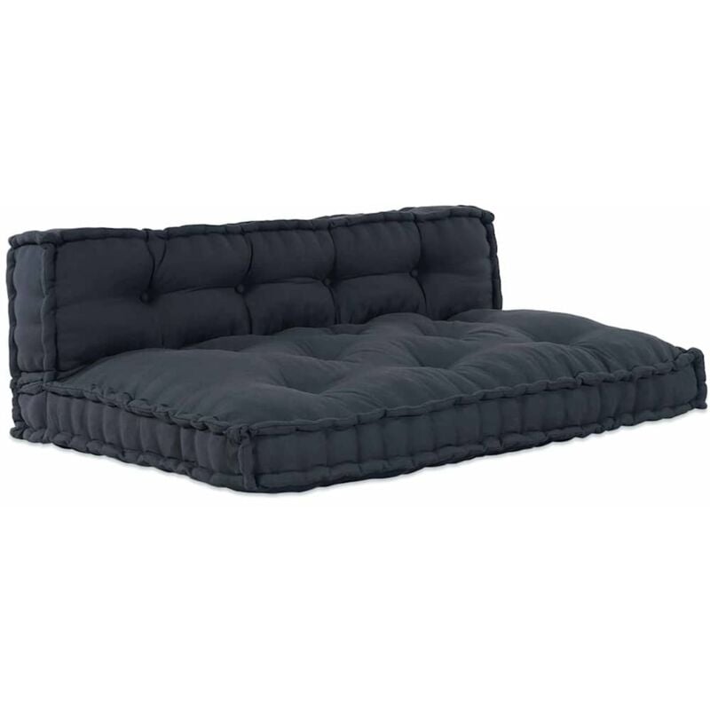 Coussin de canapé en palette avec un support lombaire en tissu gris anthracite Vidaxl