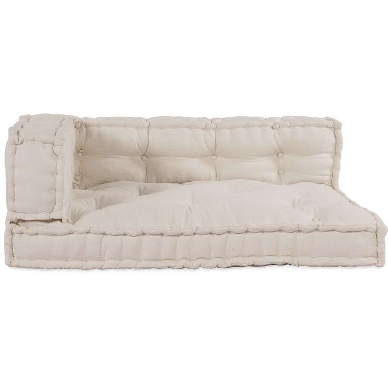 Coussin de canapé en palette avec support pour les bras et le dos en tissu crème Vidaxl