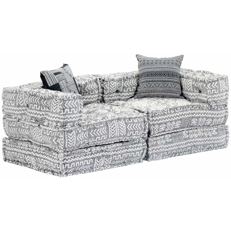 Pouf modulaire à 2 places Gris clair Tissu Vidaxl