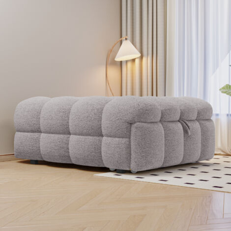 Canapé Lit Pliable 183x76cm - Convertible 2-en-1 - En Velours Teddy Ultra Doux - Design Moderne et Compact - Structure Robuste 120kg  - gris