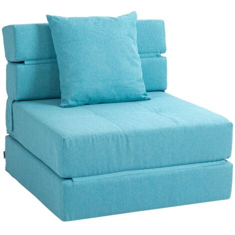 Canapé-Lit Pliant 2-en-1 - Fonction Relax - Lit d'Appoint 100kg - Structure Renforcée - Bleu
