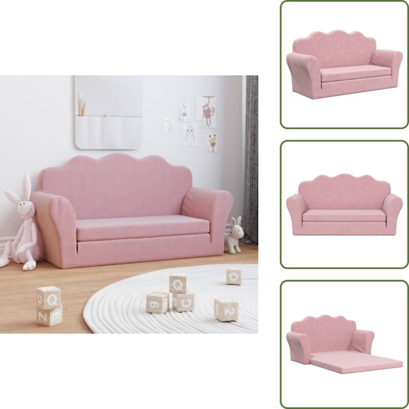 Canapé-lit pour enfants 2 places rose peluche douce - Canapé Enfant - Canapé Lit Enfant - Mobilier Bébé - Meubles Enfant - Fauteuil Enfant