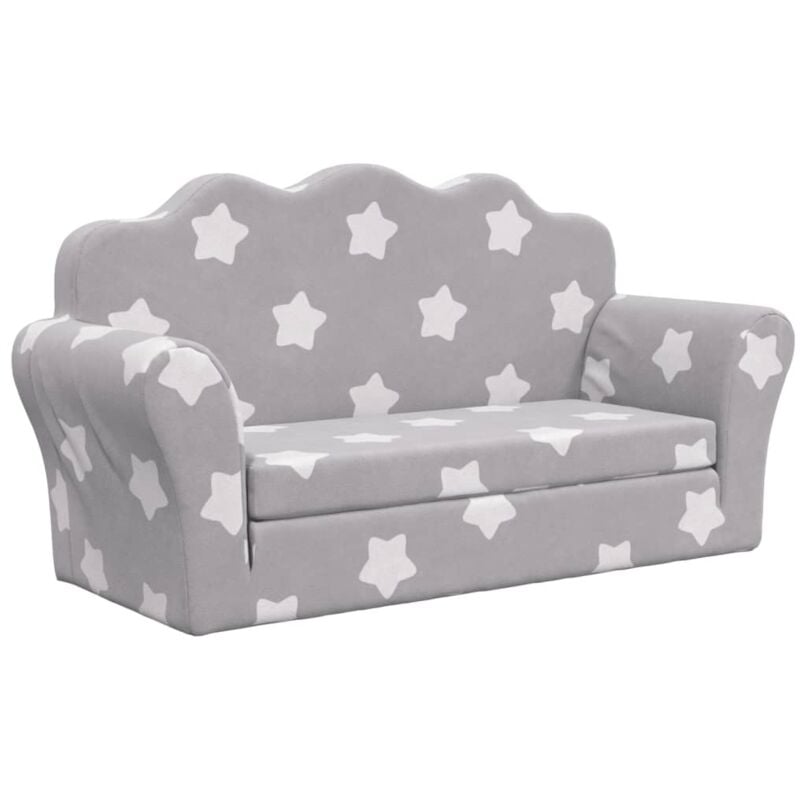 Vidaxl - Canapé-lit enfant 2 places gris clair étoiles peluche douce