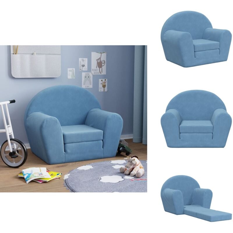 Vidaxl - Canapé-lit pour enfants bleu peluche douce - Canapé Lit Enfant - Canapé Pliable Enfant - Mobilier Bébé - Meubles Chambre Enfant - Canapé