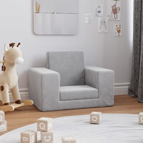 Canapé-lit,Fauteuil enfants Gris clair Peluche douce MJU9425 BonneVie