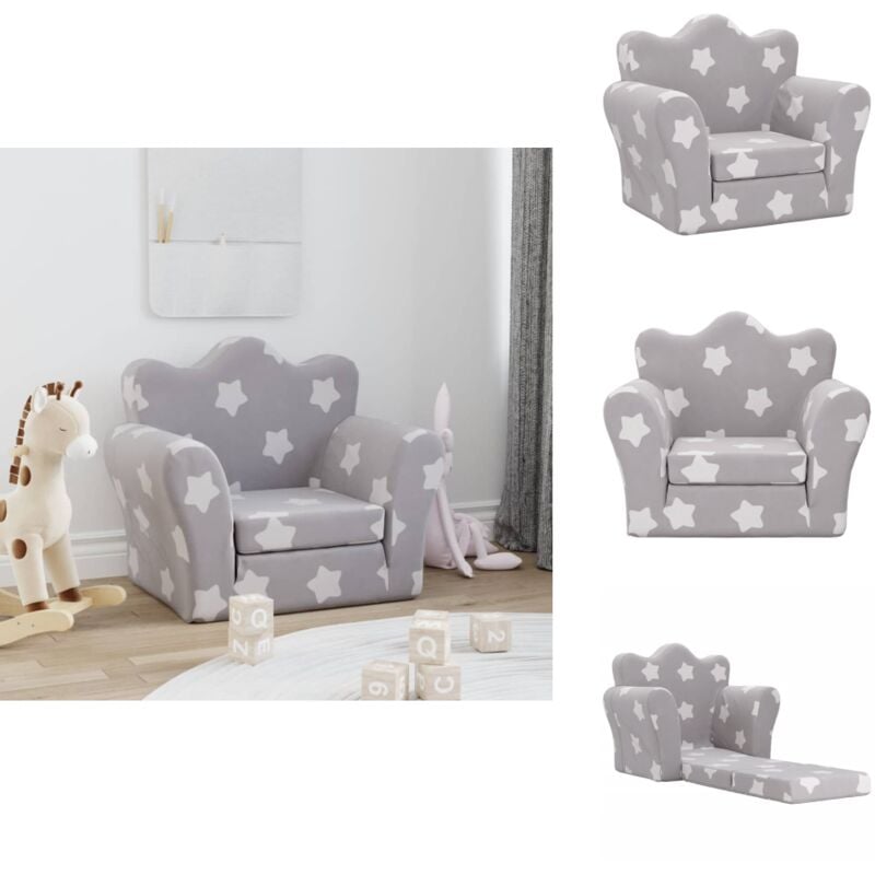 Vidaxl - Canapé-lit pour enfants gris clair avec étoiles peluche douce - Canapé Enfant - Lit Enfant - Canapé Convertible - Mobilier Bébé - Meubles