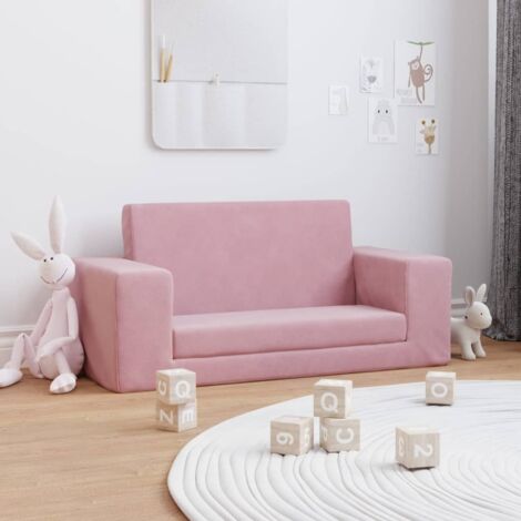 Canapé-lit pour enfants,Lit de jour,Lit de repos 2 places rose peluche douce 659291