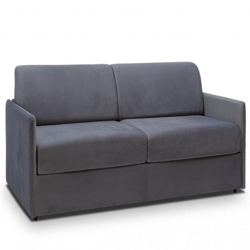Canapé lit express colosse couchage 140 cm matelas épaisseur 22 cm à mémoire de forme velours gris bleu - gris