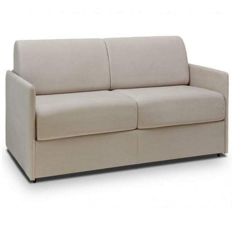 Inside75 - Canapé lit express colosse couchage 140cm matelas épaisseur 22cm à mémoire de forme velours beige