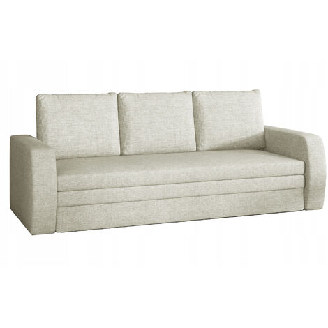 Canapé lit tissu beige clair avec coffre de rangement Liverna 220cm