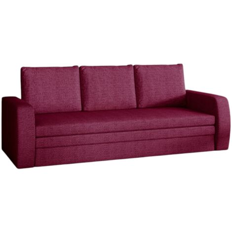 Canapé lit tissu franboise avec coffre de rangement Liverna 220cm