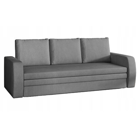 Canapé lit tissu gris avec coffre de rangement Liverna 220cm