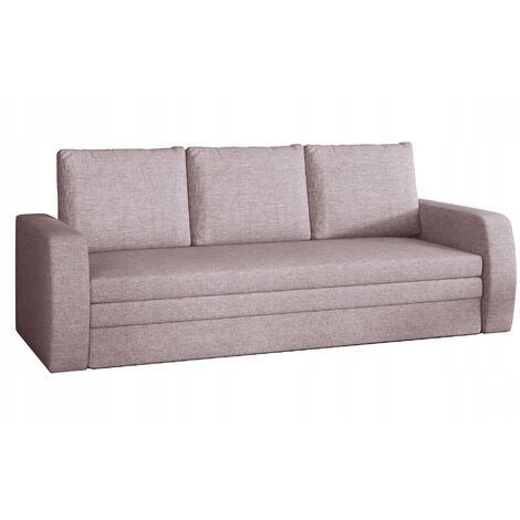 Canapé lit tissu parme clair avec coffre de rangement Liverna 220cm