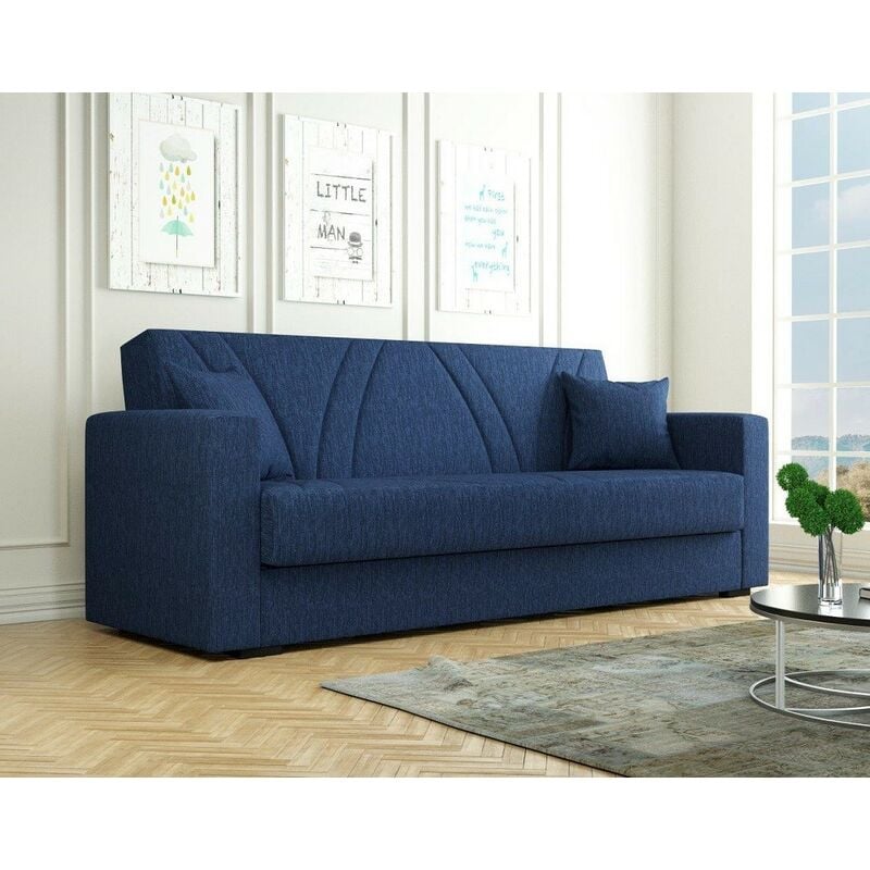 Canapé-lit trois places 214X81 cm Barcelona couleur Bleu | Bleu