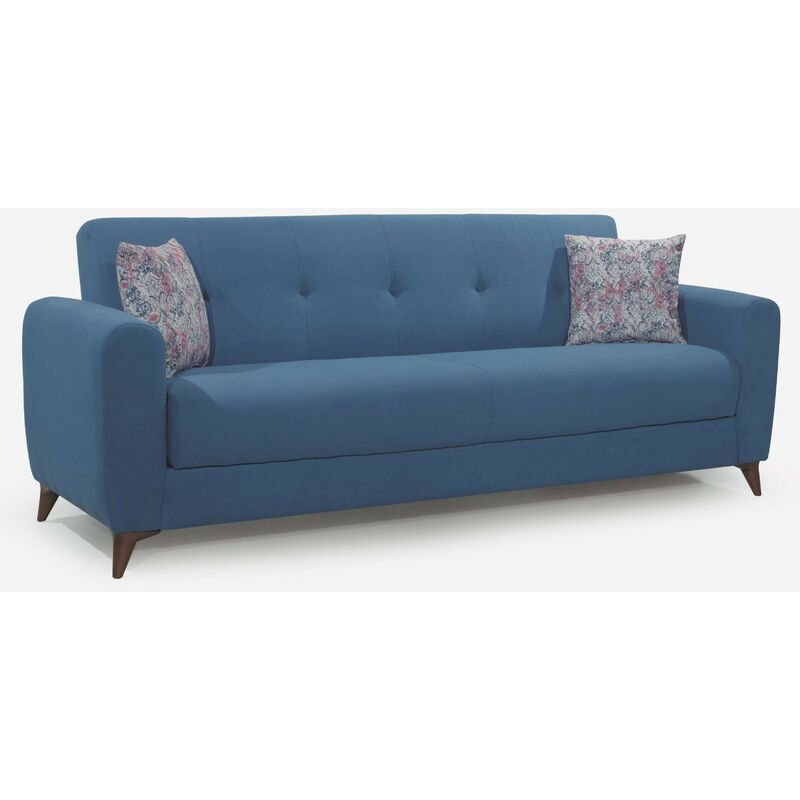 Canapé-lit trois places 229X84 cm Ibiza couleur Bleu | Bleu
