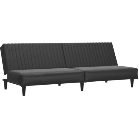 Canapé-lit，Canapé convertible 2 places noir similicuir CFW16916