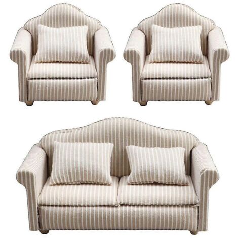 Canapé mini meuble pour poupées avec coussin, échelle 1:12, doux et facile à nettoyer, idéal pour maison de poupée.