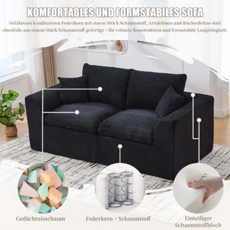 Canapé minimaliste moderne en tissu, canapé deux places pour salon, fauteuil doux et confortable, coussins inclus, canapé de détente de style nordique, idéal pour le salon ou la chambre.