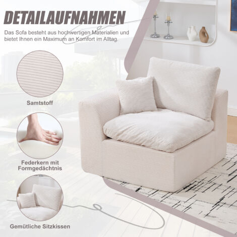 Canapé minimaliste moderne en tissu, canapé une place pour salon, fauteuil moelleux et confortable avec coussins. Disponible avec coussins. Canapé de détente de style nordique. Il est recommandé d'ach