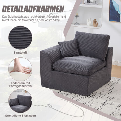 Canapé minimaliste moderne en tissu, canapé une place pour salon, fauteuil moelleux et confortable avec coussins. Disponible avec coussins. Canapé de détente de style nordique. Il est recommandé d'ach
