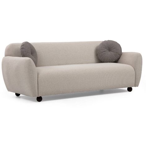 Canapé moderne 3 places tissu beige Kelly 223cm