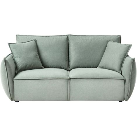 Canapé Moderne en Tissu 3 Places avec Assise Basse Profonde et Large Dossier Rembourré Vert Clair Kunes