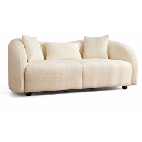 Canapé moderne tissu bouclé crème Ziver 2 places-2 places