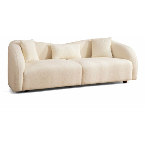 Canapé moderne tissu bouclé crème Ziver 3 places-3 places