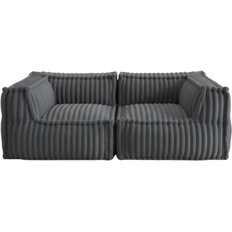 Canapé modulable 2 places en fausse fourrure côtelée BANANAIR 90x180 cm gris foncé Canapé modulable 2 places en fausse fourrure côtelée BANANAIR 90x180 cm gris foncé