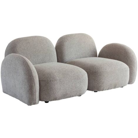 Canapé modulable 2 places en tissu bouclette gris Calya