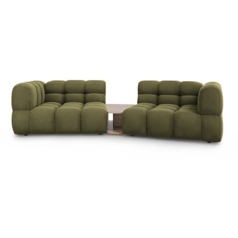 Canapé modulable 2 places en velours vert clair