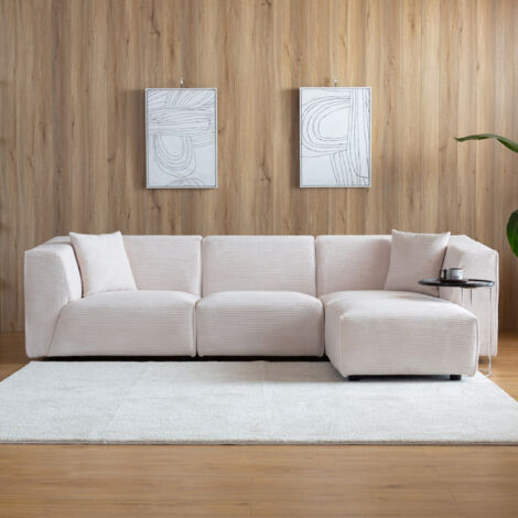 Canapé modulable 3 places + 1 pouf - 267cm - velours côtelé - MONROE