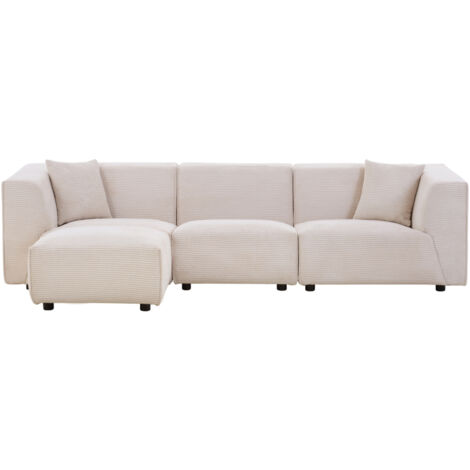Canapé modulable 3 places + 1 pouf - 267cm - velours côtelé - MONROE