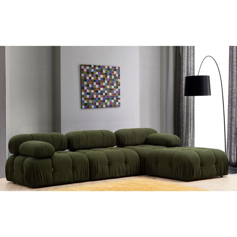 Canapé modulable 3 places Tissu Luxe Confort Vert