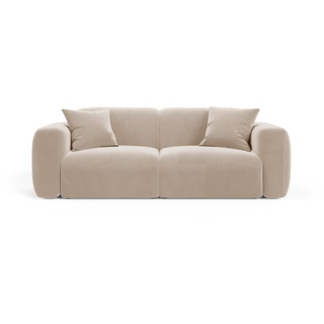 Canapé modulable 3 places en velours beige