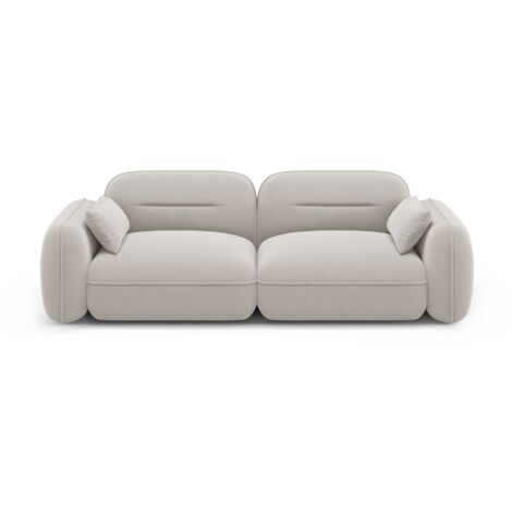 Canapé modulable 3 places en velours beige clair